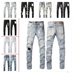 Herenjeans Heren Paarse Jeans Broek Designer Zwart Skinny Stickers Lichte wassing Gescheurd Motor Rock Revival Joggers True Religions Heren j 28-40 936047594