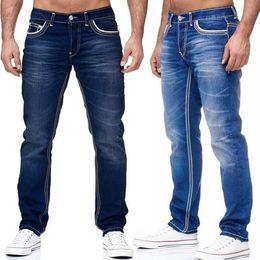 Heren Jeans Mannen Zwarte Rechte Broek Lente Herfst Zakken Denim Casual ers Lichtblauw Hoge kwaliteit Streetwear 231023
