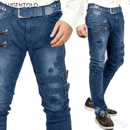 Jeans para hombre Hombres Casual Moda Cremallera Sólido Vintage Cintura baja Pantalones rectos Street Long 230809