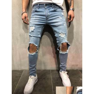 Jeans pour hommes Vêtements pour hommes Nouveaux pantalons détruits Slim Denim Straight Biker Skinny Ripped Drop Livraison Vêtements Dhlsr