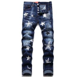 Heren jeans mannen Jean Designer Jeans Pants Street Trend Zipper Decoratie gescheurd scheurt scheurende motorfiets rijden slanke broek Casual Jean Men Skinny Pants Elasticit