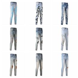 Jeans pour hommes jean jean hip hop pantalon de rue Street Trend zipper chaîne décoration déchirée