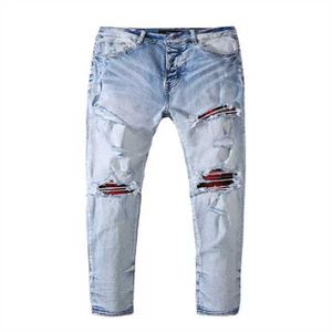 Jeans pour hommes jean jean hip hop pantalon de rue Street Trend Zipper High Street Hole Chain de chaîne de la chaîne