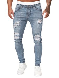 Jeans pour hommes Distressed Slim Fit Stretch Destroyed Ripped Skinny Fashion Holes Hiphop Denim Pants avec une touche tendance 230720