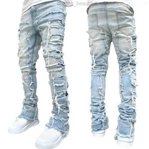 Heren Jeans Heren Gescheurd Gestapeld Distressed Vernietigd Skinny Demin Broek Slim Fit Broek Esthetische Fairy Shorts Streetwear