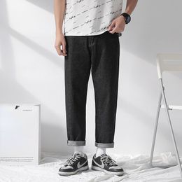 Heren jeans mannen jeugdzakken vaste eenvoudige zomers rechte mannelijke broek losse trendy dagelijkse unisex collage allmatch 230812
