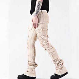 Mens Jeans Hommes Designer Désert Mode Denim Trous Déchiré Pantalon Stretch En Détresse Femmes Patchwork Épissé Pantalon Droit Jeans De Luxe FZ1-15 CXD2401182
