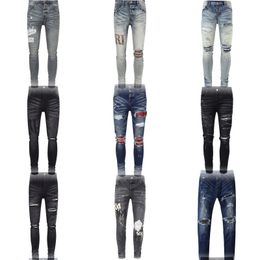 Jeans para hombre Jeans de diseñador para hombre Miri jeans jeans para hombre de alta calidad estilo fresco diseñador de lujo pantalón de mezclilla desgastado motorista rasgado negro azul jean denim delgado tamaño 30-40
