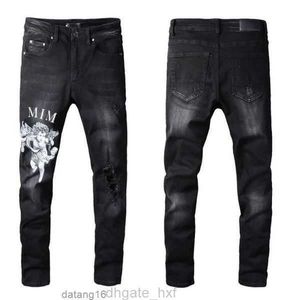 Jeans pour hommes Designer No Rips Skinny Amirri pour hommes Pantalon déchiré avec trous Denim Homme Chemise Jambe droite Slim Fit Zipper Amari Hip Hop Bikers Moto