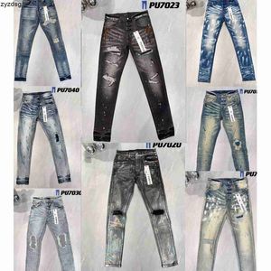 Jeans pour hommes en jean pour hommes pourpre designer PL8821587 Biker Ripped Slim Sket Skinny Pantal
