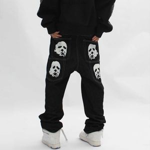 Jean homme Michael Myers Baggy homme Trendyol hommes pantalon squelette Y2k imprimé Hip Hop surdimensionné Vintage Streetwear large jambe largeur