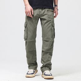 Jeans pour hommes, pantalon Cargo à poches multiples, streetwear, ample, jambes larges, droit, tactique militaire, pantalon en Denim, 230831