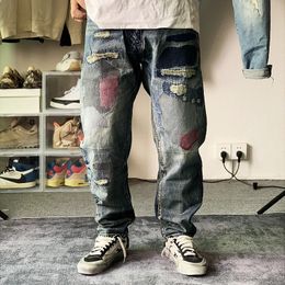 Jeans para hombre Neighborhood NBHD Pintura irregular japonesa salpicada pierna recta lavada 230829