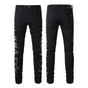 Jeans pour hommes nouveaux Amirs luxe trous pantalon mode Jean lettre Biker pantalon homme vêtements Amri Jeans hommes femmes pantalon 64ra