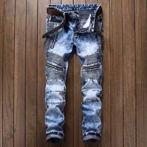 Heren jeans Mens Mode Biker Slim Fit Rechte Vintage Motorfiets Denim Broeken voor Mannelijke maat 28-40