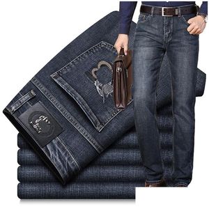 Jeans pour hommes New Slim Elastic B Wor Automne Hiver Fashion Business Business Classic Style Cotton Denim Pantal