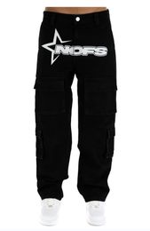 Heren Jeans NOFS Mode Brief Print Y2k Mannen Baggy High Street Vintage Hip Hop Denim Broek Toevallige Rechte Wijde Pijpen 230710