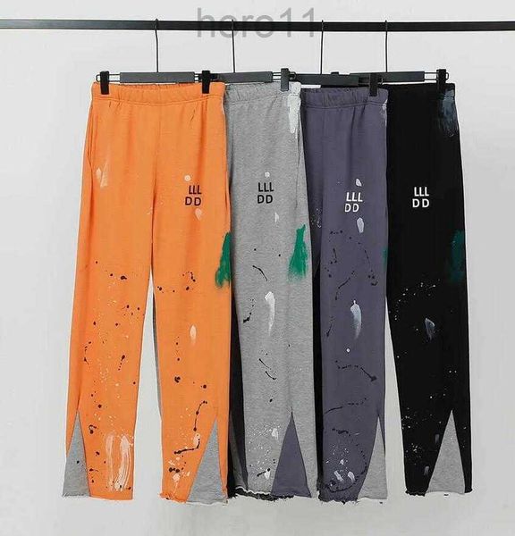 Pantalones vaqueros para hombre Galerías Pantalones de chándal Departamento con estampado de letras moteadas Pareja de mujeres para hombres Pantalones casuales sueltos y versátiles Pantalones rectos de graffiti Rojo Gris Blanco 3JS2