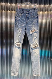 Pantalon de jeans pour hommes Long Skinny Détruiser la courtepointe Ripped Hole Designer Jean Men Designers Clothes5213184