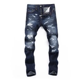 Mens jeans pleinxplein origineel ontwerp echtgenoot blauwe stretch jeans heren slanke denim broek schedels broek voor mannen 8368 230329