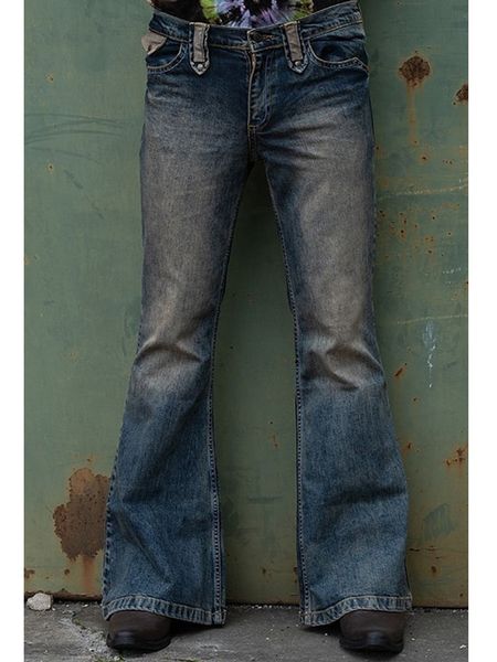 Jeans pour hommes Punk Stlye Hommes Flared Baggy Bootcut Leg Distressed Patchwork Denim Pantalon Designer Bell Bottom Pantalon Automne Hiver 230831