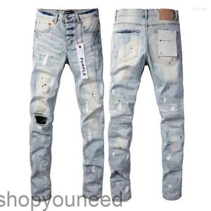 Herenjeans Purple Brand American High Street Blue Distressed 2024 Fashion Trend Quality