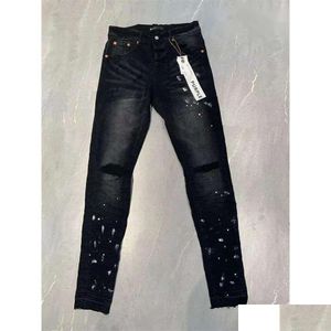 Jeans pour hommes Brand Purple Scratch Designer Denim Pantalons de mode Straitement Streetwear Strotwear Sweat Paptils Femmes Drop de Dh6ou