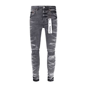 Jean homme violet marque froissé gris mode pantalon Streetwear déchiré Long