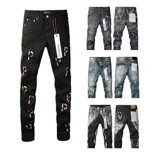 Jeans pour hommes en jean violet jean empilé jeans pantalon de mode Designer Summer Zipper Hole Elastic Force Street Fashion Stack Pantal