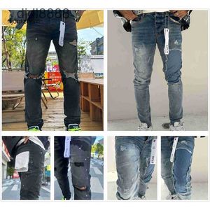 Jeans pour hommes concepteur empilé en tissu extensible en tissu de genoul