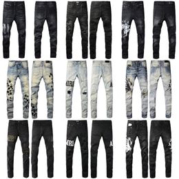 Jeans pour hommes religion pantalon de mode créatrice de mode femme rétro streetwear luxe décontracté denim punk cargo noir slim blue slim fit jeans