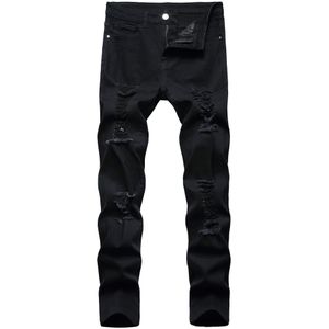 Jeans pour hommes Retro Black Hole extensible Slipped Slip Fit Fashion Fashion Casual Denim Cantant DFJG