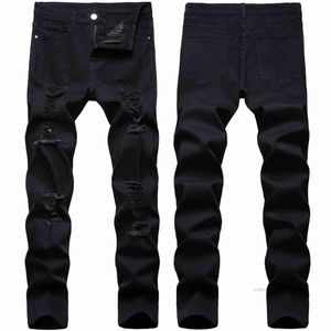 Pantalones negros retro de jeans para hombres Pantalones de mezclilla de moda de alta calidad Nnue