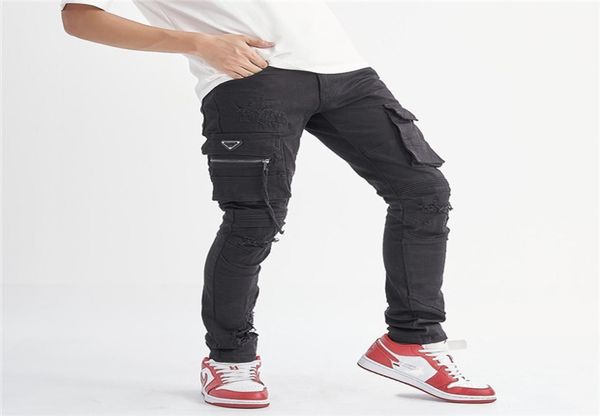 Jeans para hombre Bolsos de diseñador rasgados Más monos de moda Petos de jean Pantalones cargo Oficina Casual Pantalones de motocicleta elásticos delgados 4450361