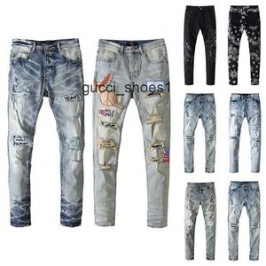 Jeans pour hommes déchiré moto classique denim jogger style jeans pour femmes peints à la main style ancien tissé à la main pour faire de l'ancienne mode décontracté mince coton femmes lavé pantalon ample