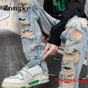 Jeans para hombre rasgados flacos para hombres Ropa Pantalones de carga Slim Street Wear Tamaño chino 2XL Llegadas de primavera 230922