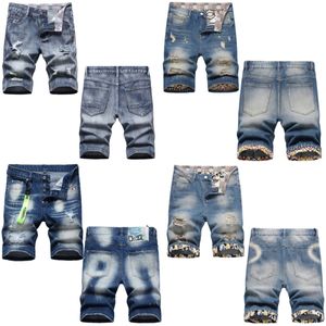 Heren jeans shorts shorts kleding luxe shorts jeans dames jean bloem diamant denim shortpants slanke heren denim straat hiphop losse knop fly patchwork ontwerper jeans