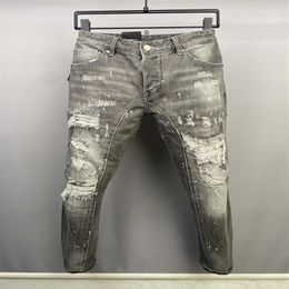 Hommes Jeans Skinny Détresse Ripped Destroyed Stretch Biker Denim blanc Noir Bleu Slim Fit Hip Hop Pantalon Pour Hommes taille 44-54 Top Qua203Z