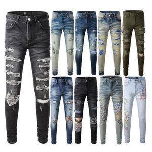 Pantalones vaqueros para hombre Skinny Distress Ripped Destroyed Stretch Biker Denim blanco Negro Azul Slim Fit Hip Hop Pantalones para hombres tamaño 28-403044