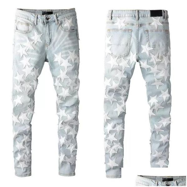 Jeans pour hommes Skinny pour homme Pantalon Designer Gris Rip Denim Biker Peinture Di Pant Bone Slim Fit Stretch Moto Star Halloween Hip Hop St Dhjk3