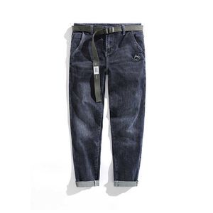 Jeans pour hommes slim fit petits pieds pantalons de jambe droite polyvalente 2023 Automne et hiver Blue Harlan