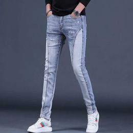 Jeans pour hommes printemps et automne mode tendance haut de gamme petit pied pantalon décontracté mince confortable respirant élastique 2836 231007