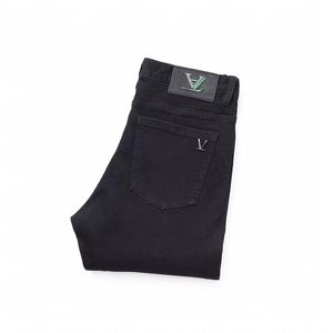 Jeans pour hommes Spring and Automne Mens Slim Fit European et Américain L Pantalon de jambe droite noire Europe