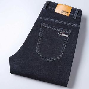 Jeans pour hommes printemps et automne moyen jeunesse grande taille pantalon à jambe droite ample avec velours épaissi chaud pour hommes