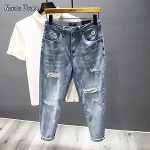 Herren Jeans Frühling und Sommer Holes In Nine Points Slim Gerade Hosen Dünner Stil Haren Marke Casual 230731