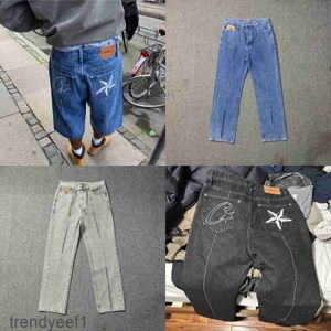 Jeans pour hommes broderie High Street Trend Vintage Vinthoued Mens Hip Hop Hip Hop Casual Denim Shorts