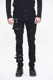 Heren Jeans Steampunk Mode Mannen Casual Afneembare Broek Gothic Persoonlijkheid Gat Broek Midden Taille Stadium Jurk 230825