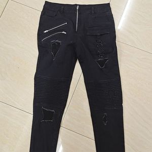 Jeans masculins punk punk skinny pantalon denim printemps d'été streetwear zipper slim fit pantalon goth noir 230606