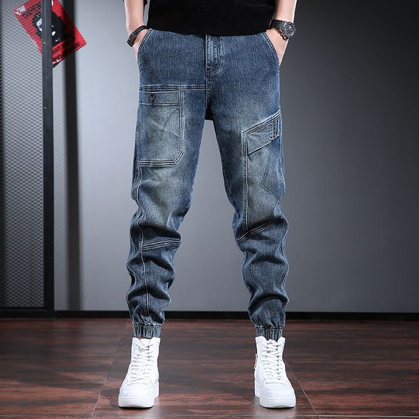 Jeans pour hommes Streetwear mode hommes grande poche concepteur coupe ample décontracté Denim Cargo pantalon Hombre Hip Hop Joggers pantalon large 230801