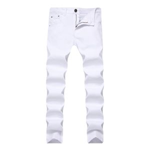 Jeans pour hommes Stretch Slim couleur Denim Chino pantalon pour pantalon Jeans décontracté pour homme hommes Sweat vêtements kaki noir rouge White206B